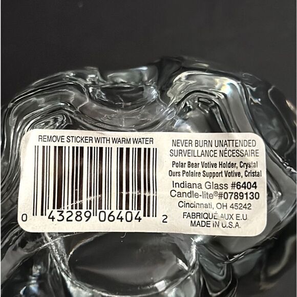 Set of Two New Indiana Glass Co Crystal Polar Bear Votive Tea Light Holders - Picture 8 of 11